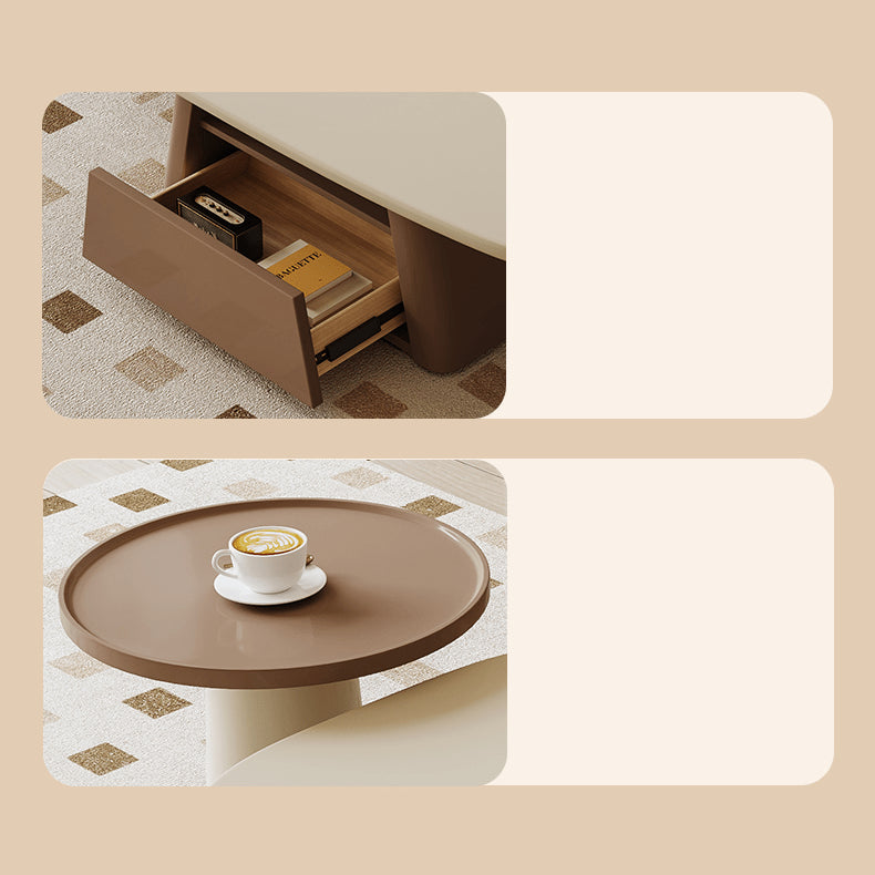 Elegant Beige Brown Tea Table for Cozy Living Spaces hjl-1228