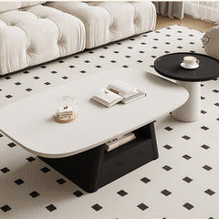 Modern White & Black Pine Wood Tea Table - Stylish & Elegant Design for Your Living Room hjl-1232