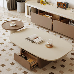 Stylish Khaki Dark Brown Pine Wood Tea Table – Elegant Living Room Accent hjl-1234