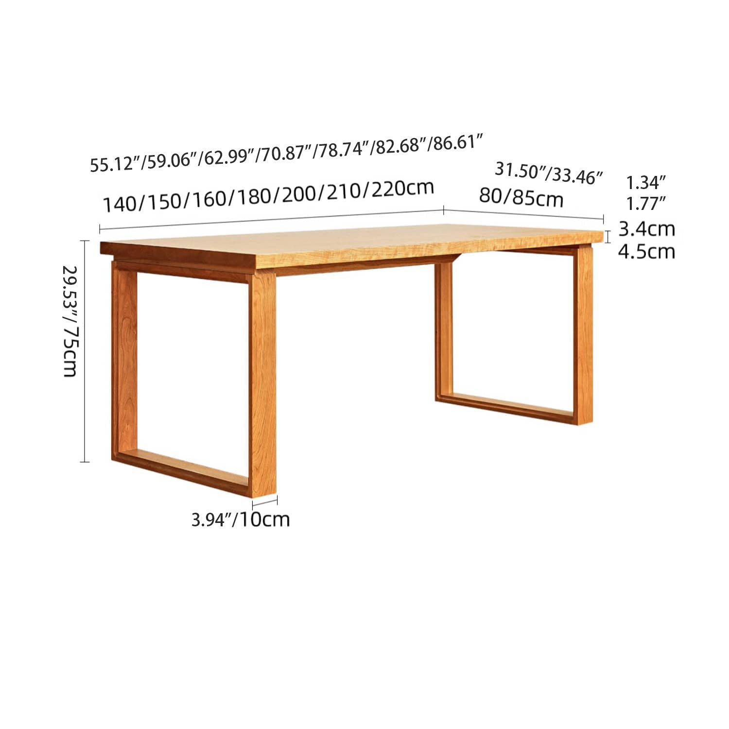 Vintage Cherry Wood Table with Sleek Steel Frame - Natural Finish hldmz-709