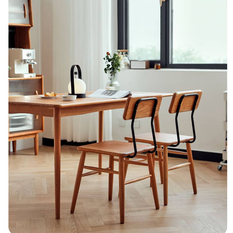 Sleek Modern Chair in Natural Cherry Wood with Durable Iron Frame hldmz-717