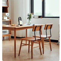 Sleek Modern Chair in Natural Cherry Wood with Durable Iron Frame hldmz-717