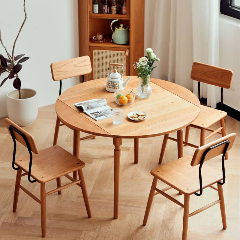 Sleek Modern Chair in Natural Cherry Wood with Durable Iron Frame hldmz-717