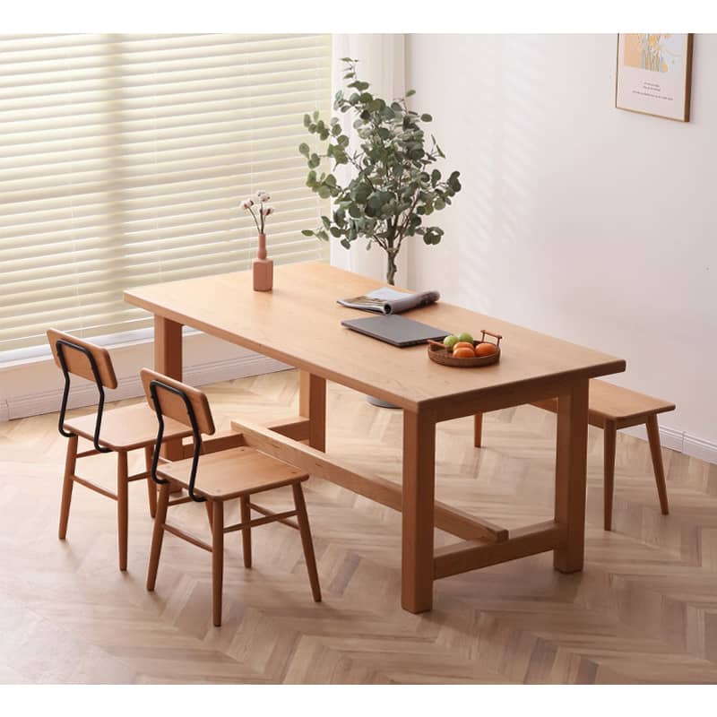Sleek Modern Chair in Natural Cherry Wood with Durable Iron Frame hldmz-717
