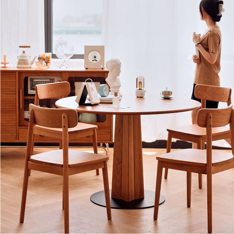 Elegant Natural Cherry Wood Chair for Timeless Home Décor hldmz-718