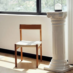Elegant Chair White Natural Wood Cherry Finish with Kraft Paper Rope Seat hldmz-720