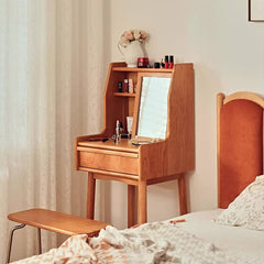 Elegant Cherry Wood Makeup Table with Plywood and Glass Features hldmz-737