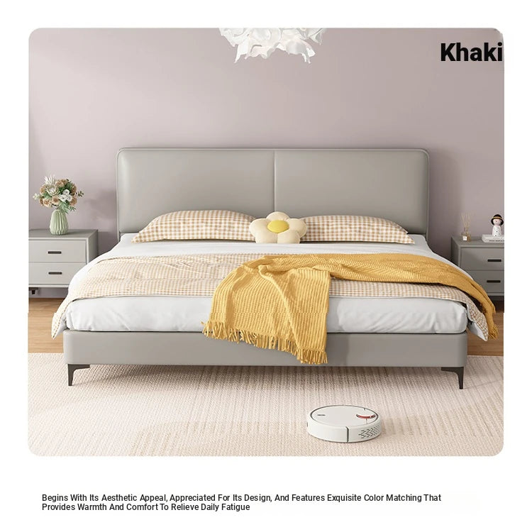 Modern Faux Leather Bed with Stylish Headboard – Chic Bedroom Furniture for Ultimate Comfort hlyj-3142