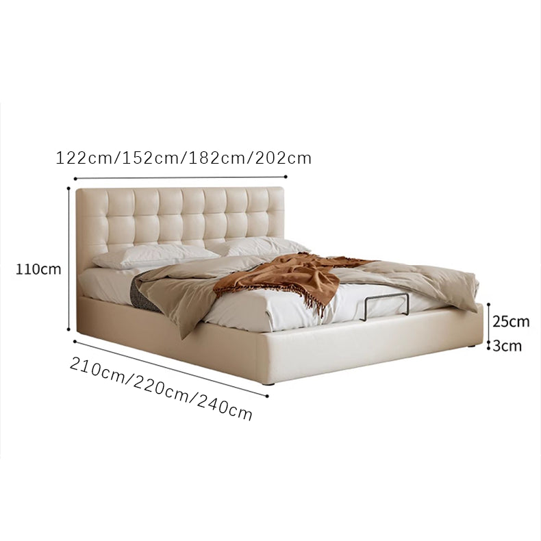 Luxurious Beige Bed - Genuine Leather Elegance or High-Quality Faux Leather Option hmzsh-1546