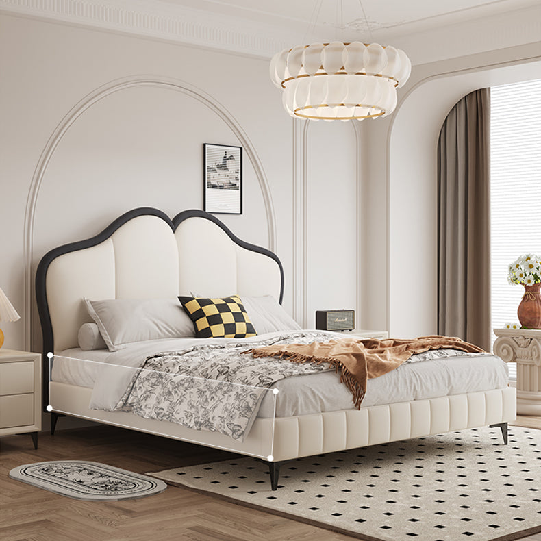 Stylish Beige and Black Faux Leather Bed | Genuine Leather Look-alike hmzsh-1547