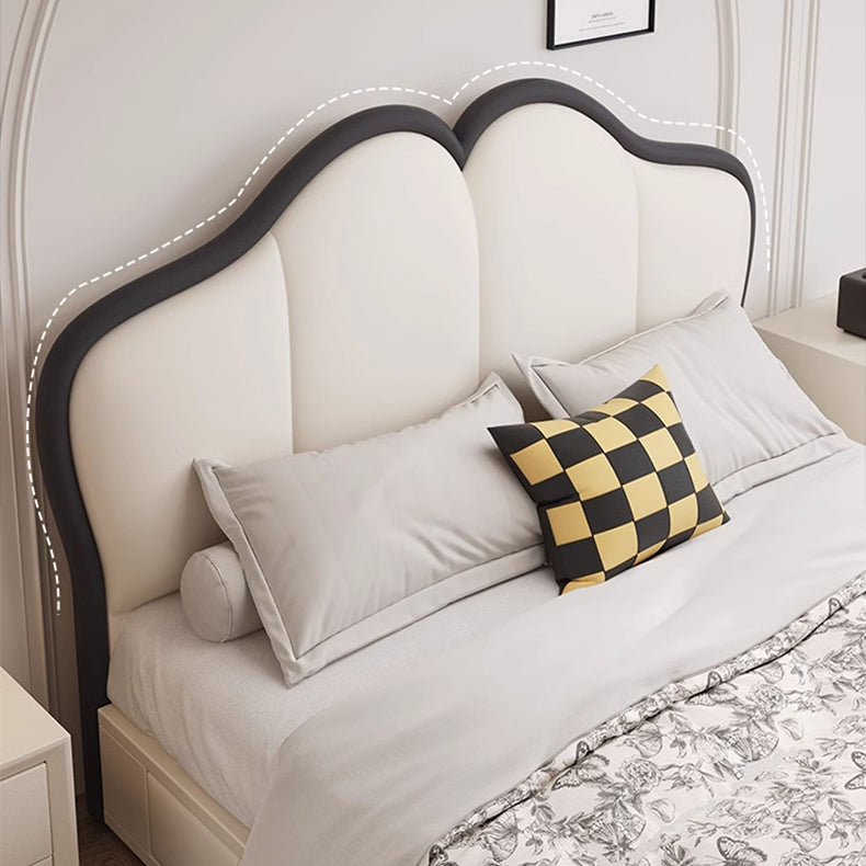 Stylish Beige and Black Faux Leather Bed | Genuine Leather Look-alike hmzsh-1547