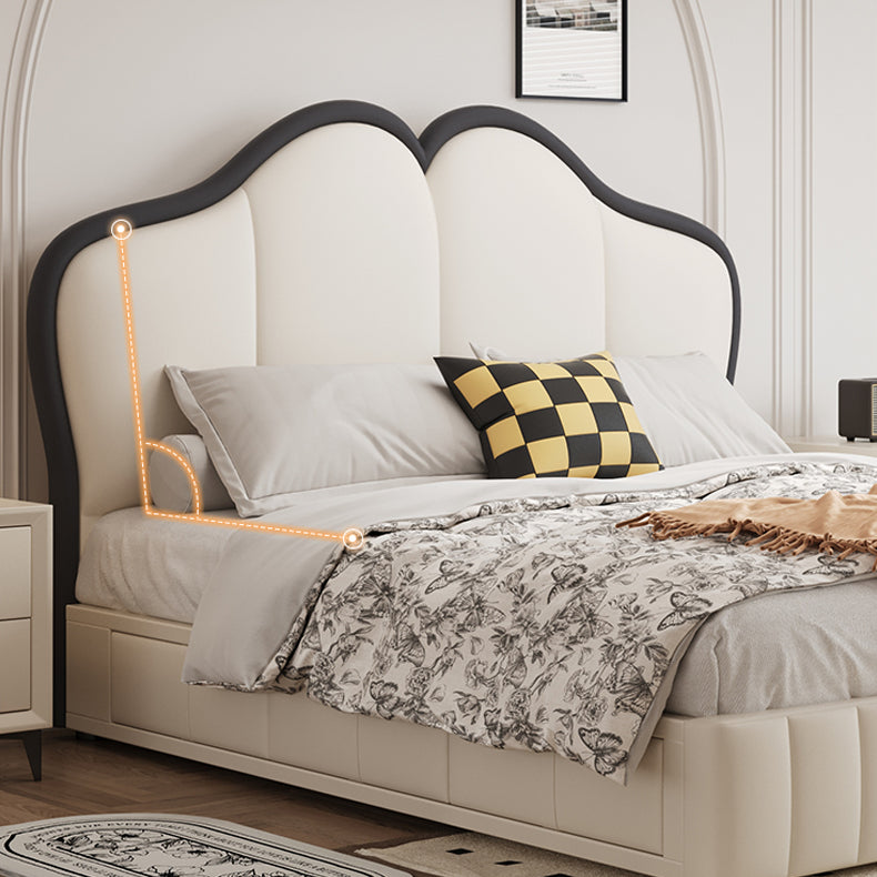 Stylish Beige and Black Faux Leather Bed | Genuine Leather Look-alike hmzsh-1547