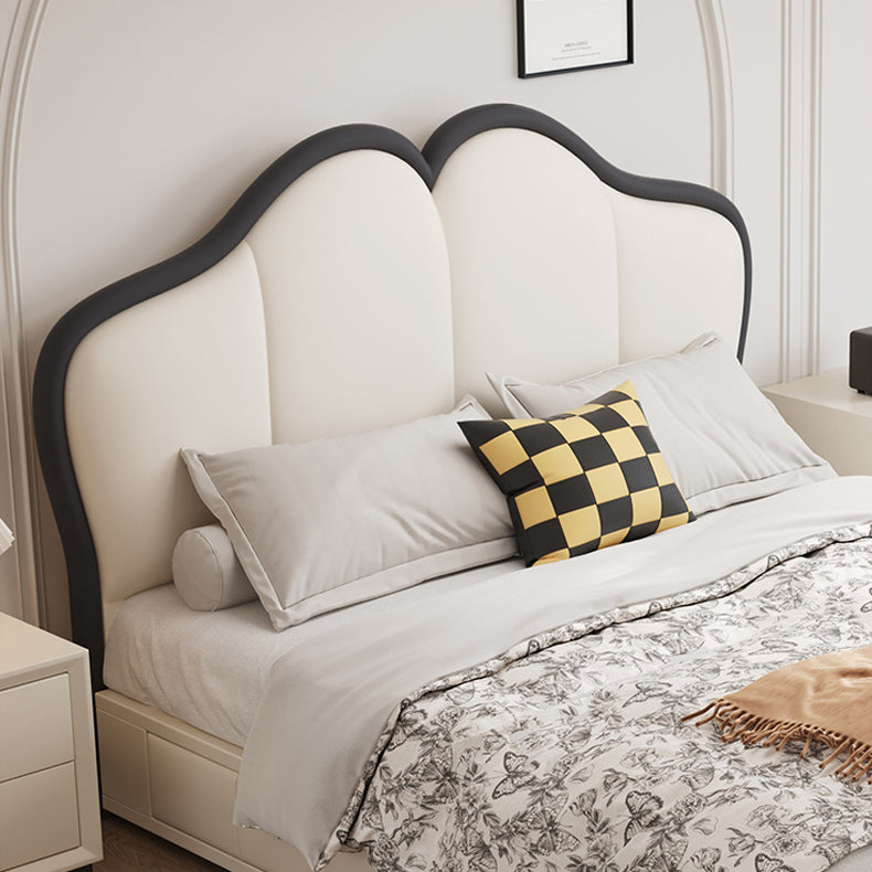 Stylish Beige and Black Faux Leather Bed | Genuine Leather Look-alike hmzsh-1547