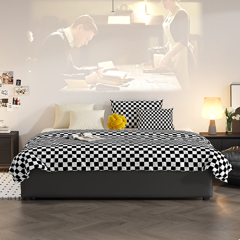 Luxurious Black Faux Leather Bed Frame - Elegant & Stylish Design hmzsh-1548