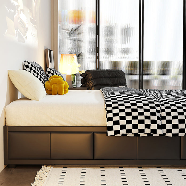 Luxurious Black Faux Leather Bed Frame - Elegant & Stylish Design hmzsh-1548