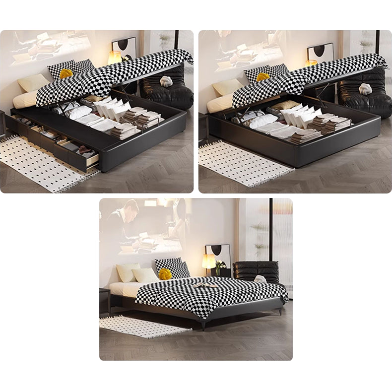 Luxurious Black Faux Leather Bed Frame - Elegant & Stylish Design hmzsh-1548