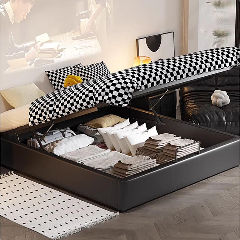 Luxurious Black Faux Leather Bed Frame - Elegant & Stylish Design hmzsh-1548