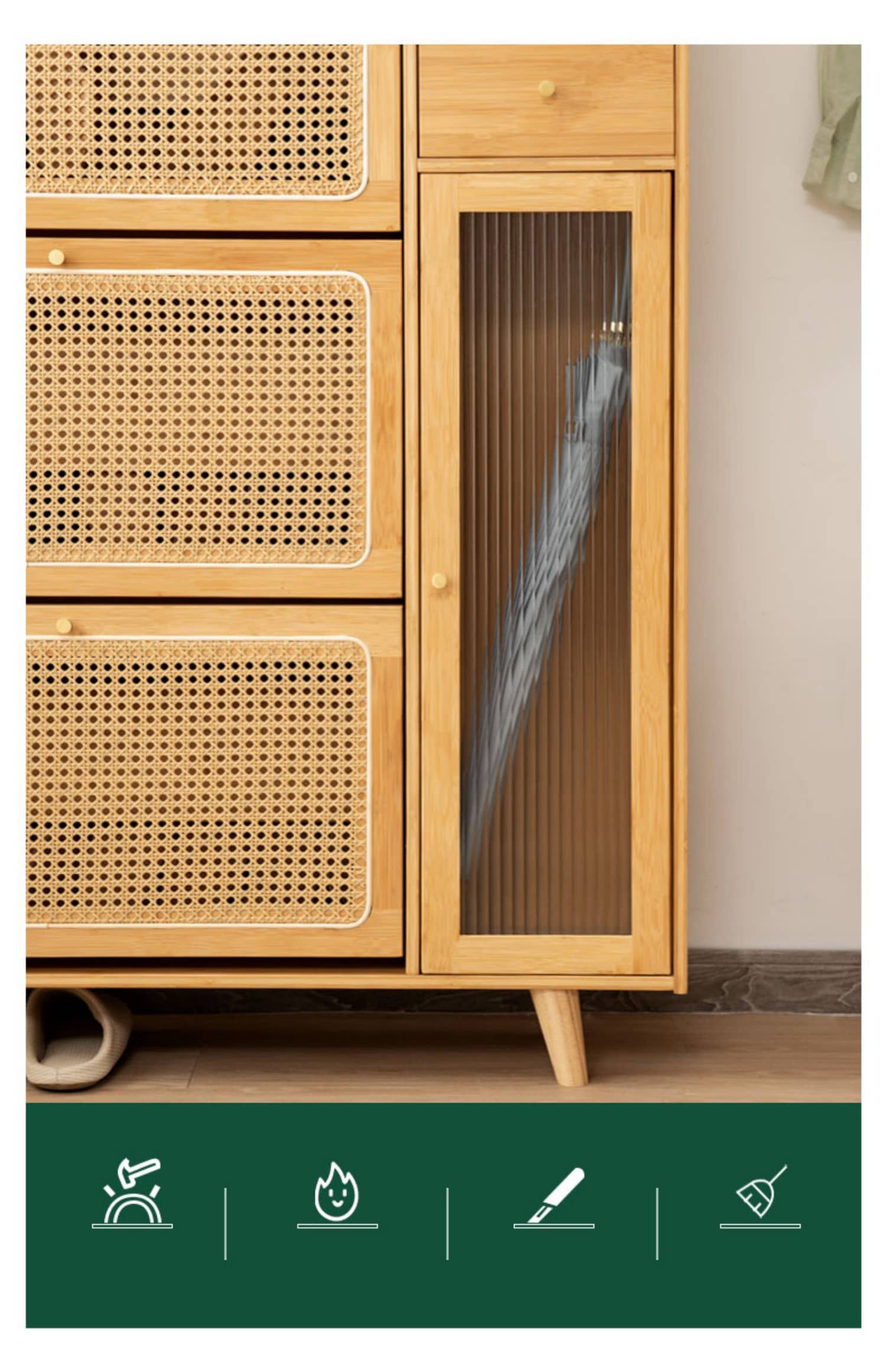 Elegant Bamboo Cabinet with Natural Wood Accents and Durable ABS Resin hsl-78