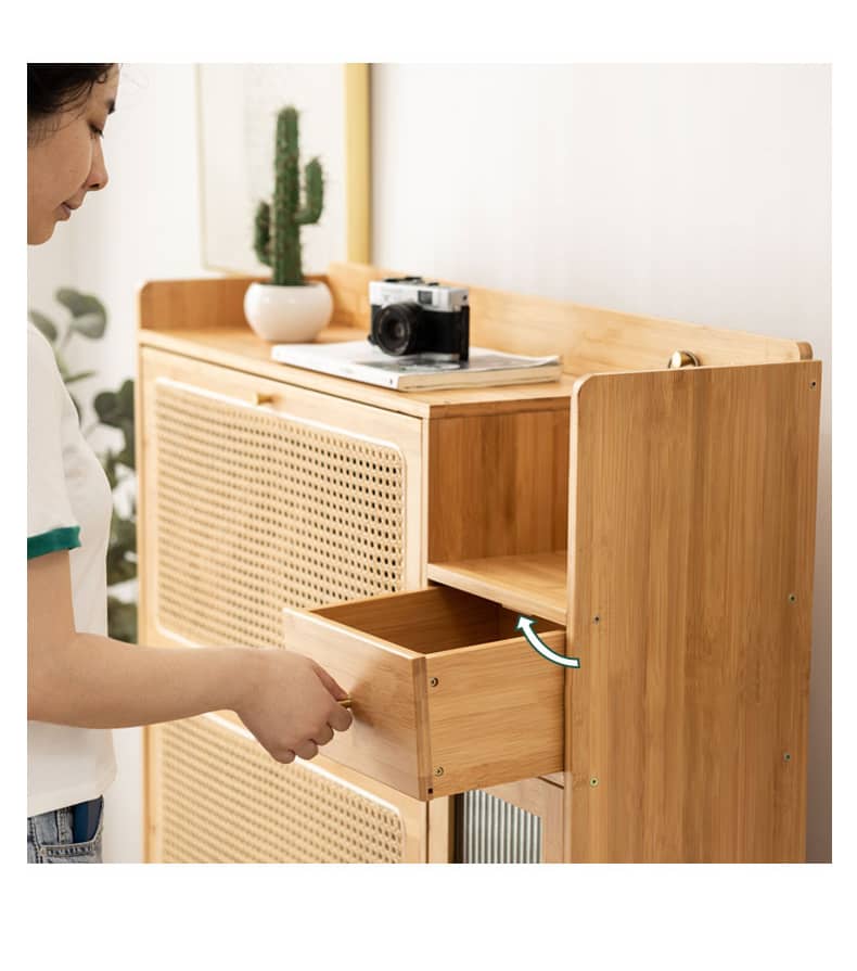 Elegant Bamboo Cabinet with Natural Wood Accents and Durable ABS Resin hsl-78