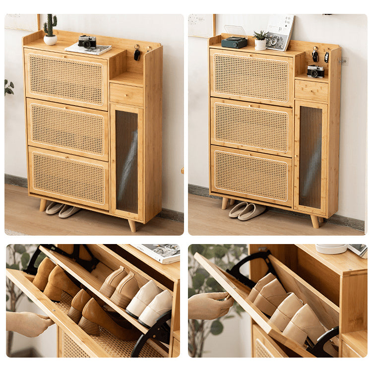 Elegant Bamboo Cabinet with Natural Wood Accents and Durable ABS Resin hsl-78