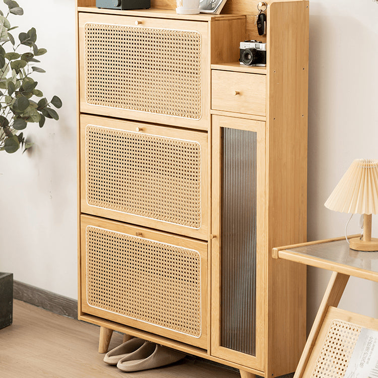Elegant Bamboo Cabinet with Natural Wood Accents and Durable ABS Resin hsl-78