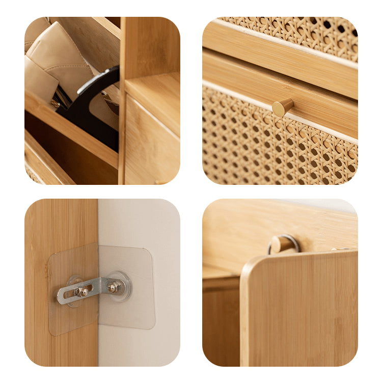 Elegant Bamboo Cabinet with Natural Wood Accents and Durable ABS Resin hsl-78