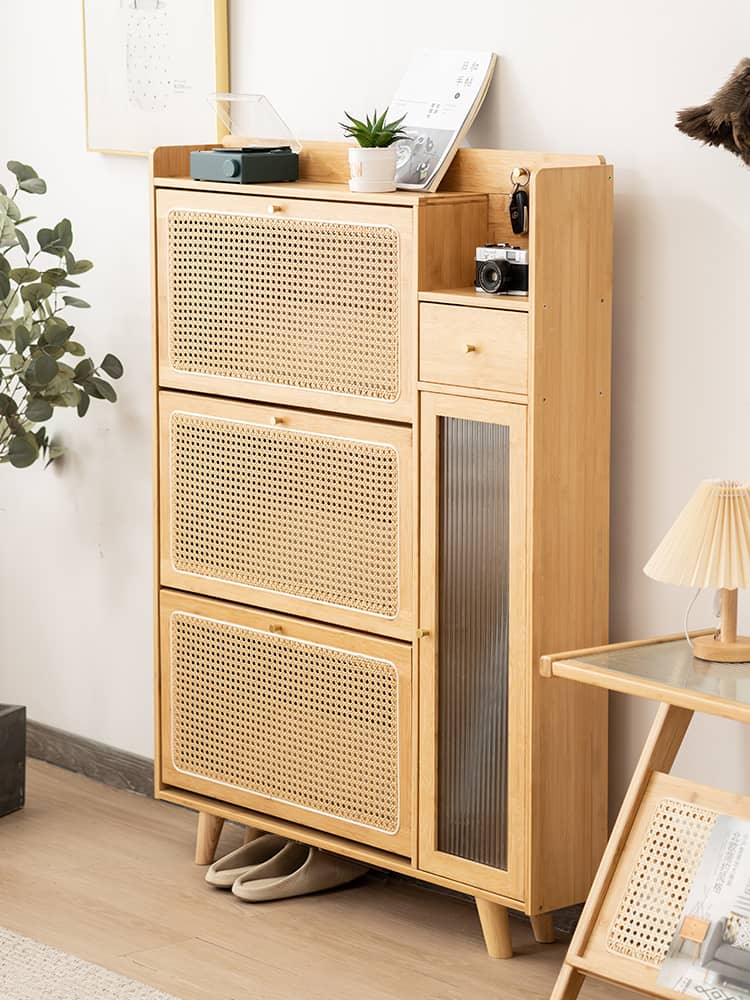 Elegant Bamboo Cabinet with Natural Wood Accents and Durable ABS Resin hsl-78