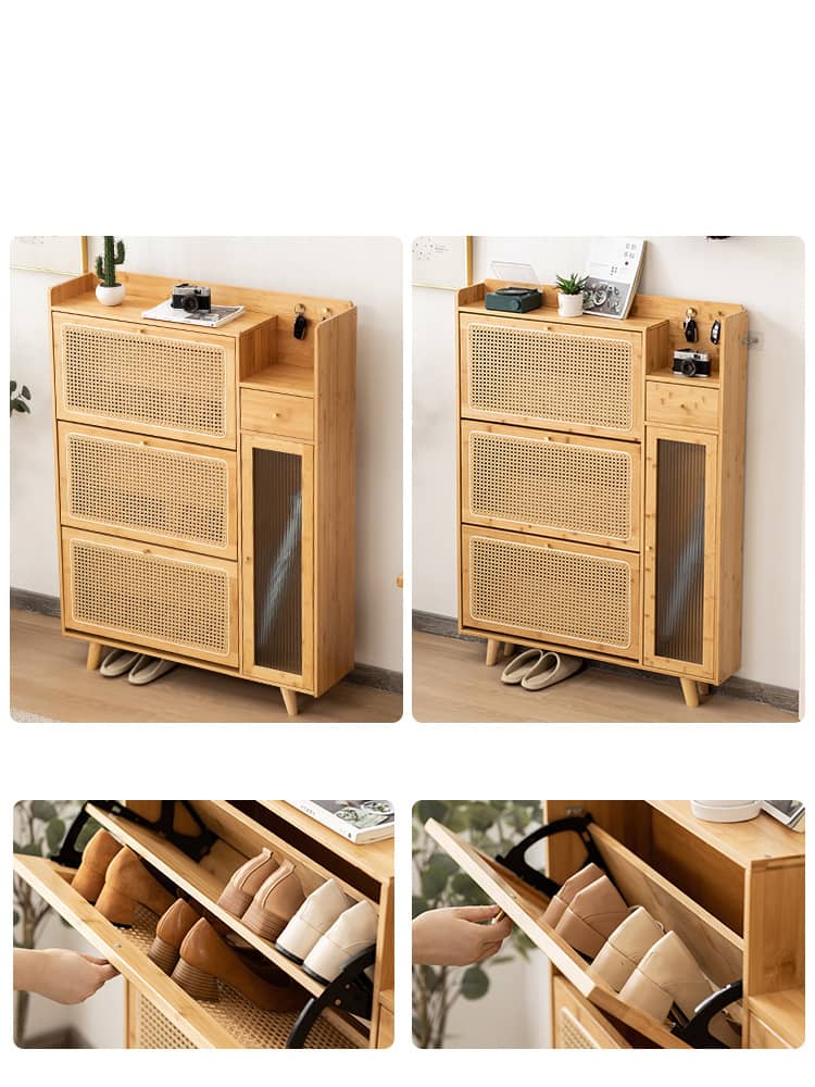 Elegant Bamboo Cabinet with Natural Wood Accents and Durable ABS Resin hsl-78