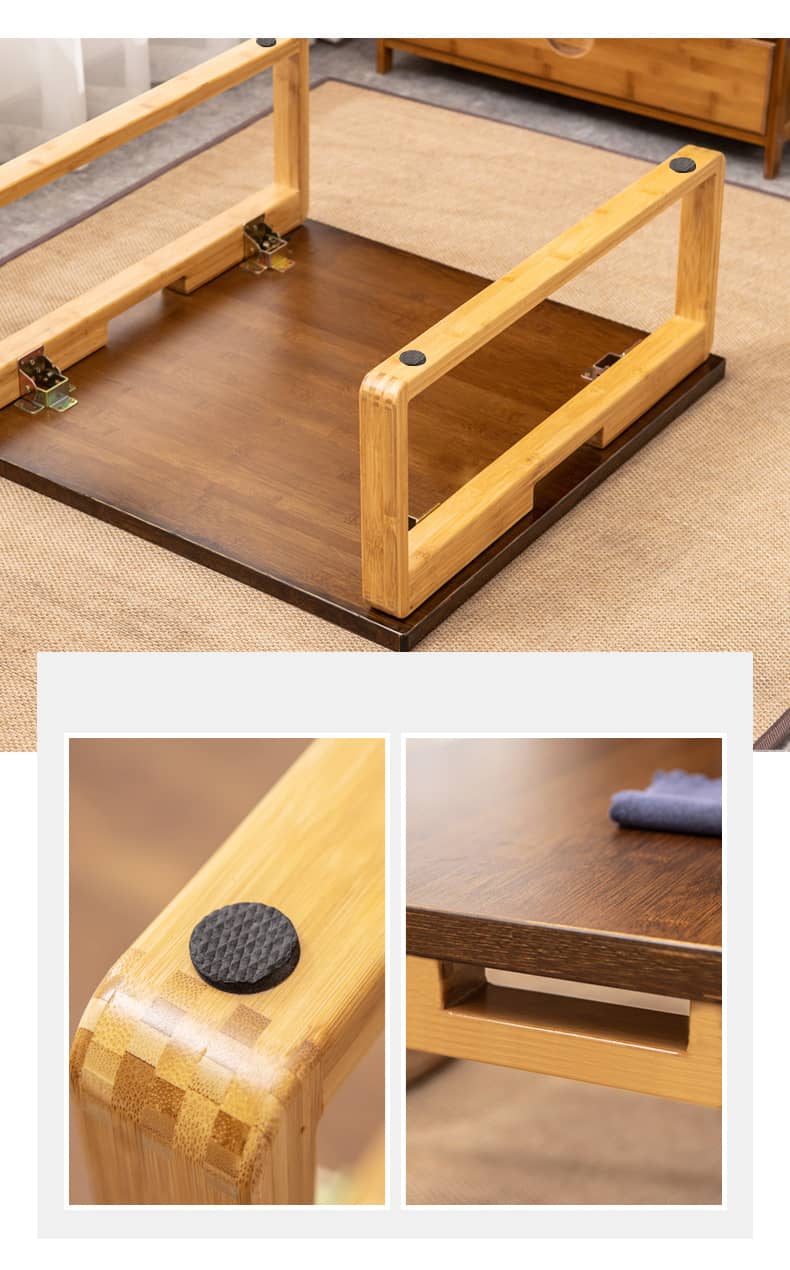 Elegant Dark Brown Bamboo Natural Wood Coffee Table for Modern Living Rooms hsl-93