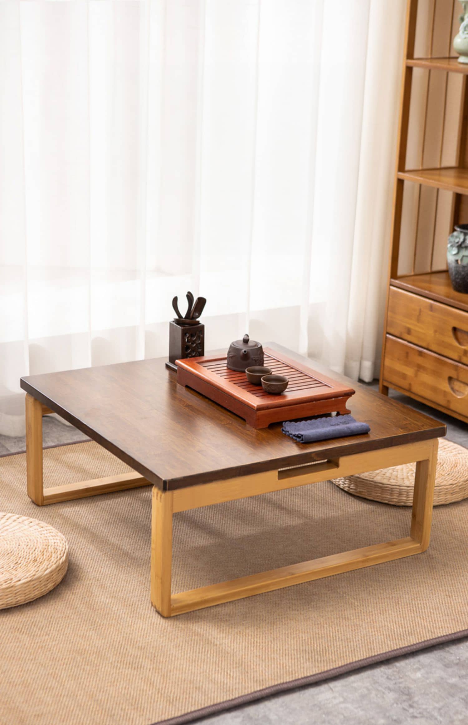 Elegant Dark Brown Bamboo Natural Wood Coffee Table for Modern Living Rooms hsl-93