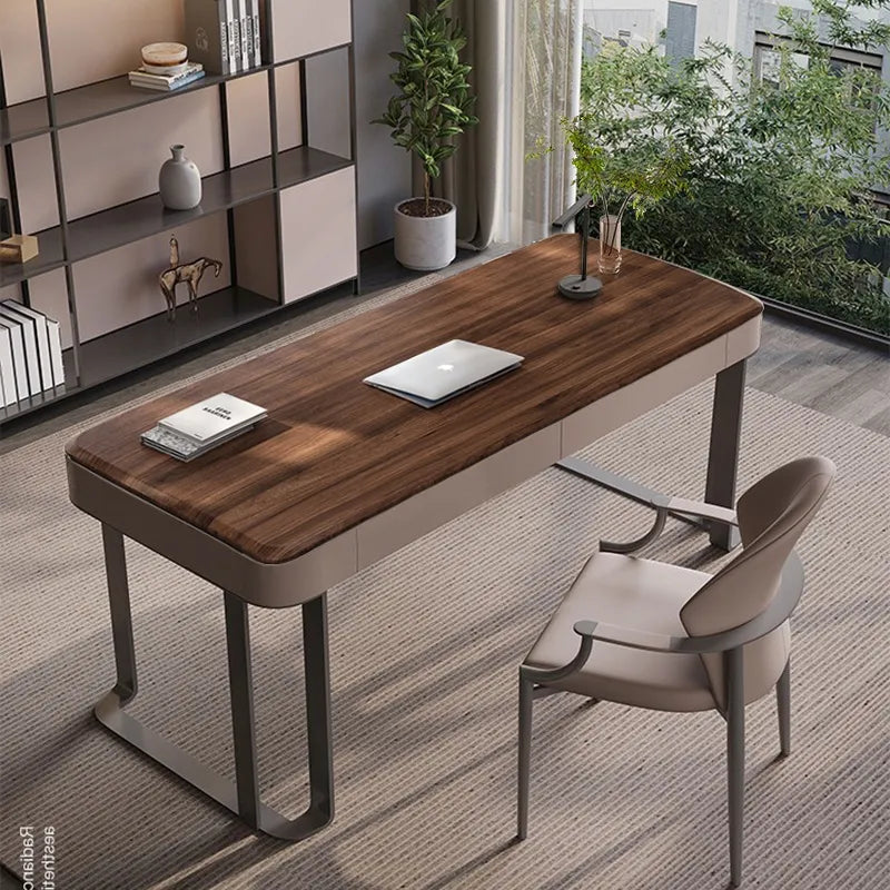 Table Brown Synthetic leather Solid wood Eco-friendly Board hslwy-6038