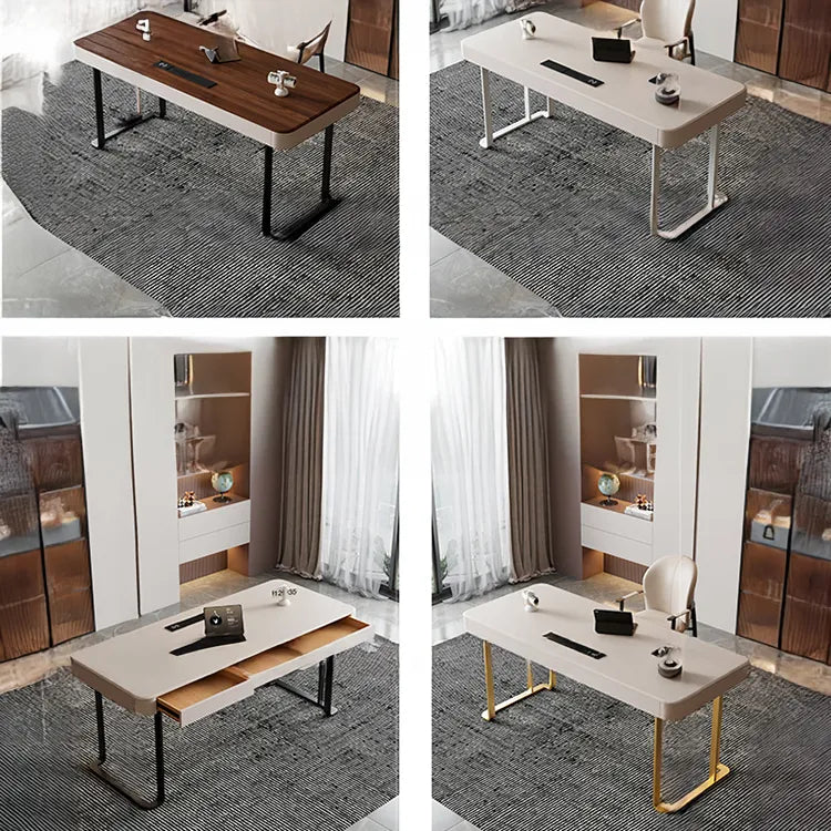 Table Brown Synthetic leather Solid wood Eco-friendly Board hslwy-6038