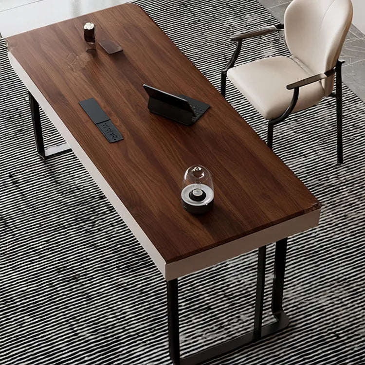 Table Brown Synthetic leather Solid wood Eco-friendly Board hslwy-6038