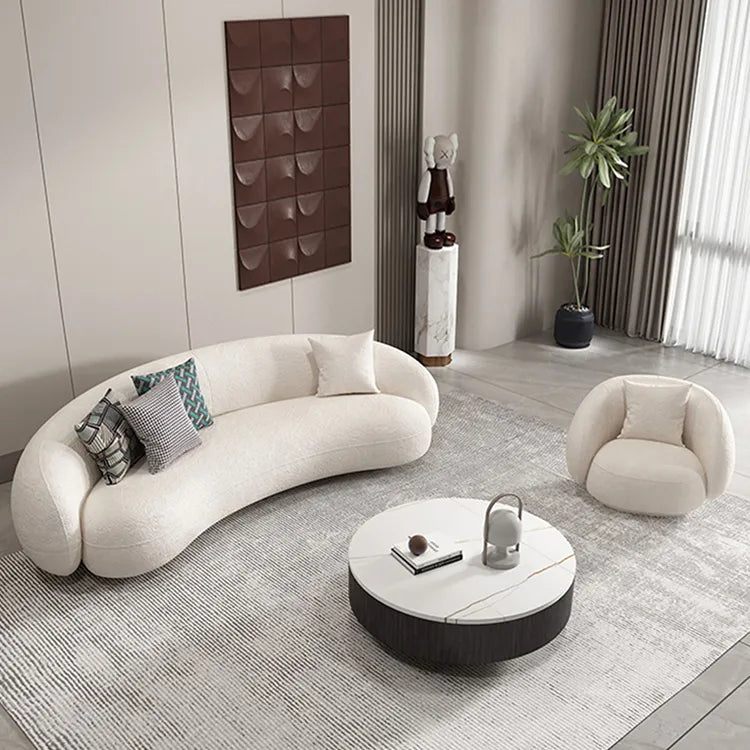 Sofa Beige Gray Solid wood Faux Lambswool htyjj-5941