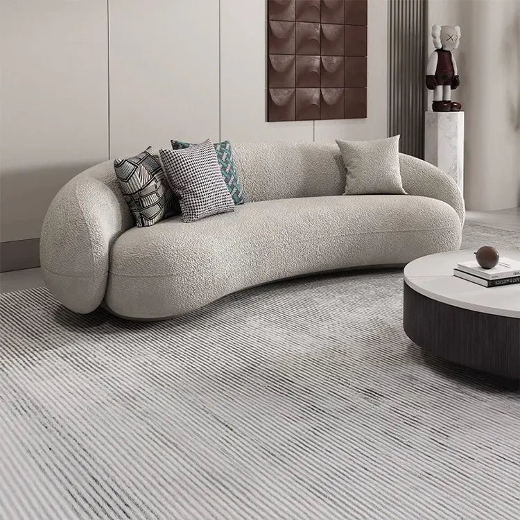 Sofa Beige Gray Solid wood Faux Lambswool htyjj-5941