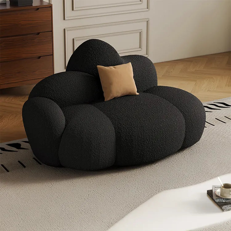 Sofa Beige Black Solid wood Faux Lambswool htyjj-5942