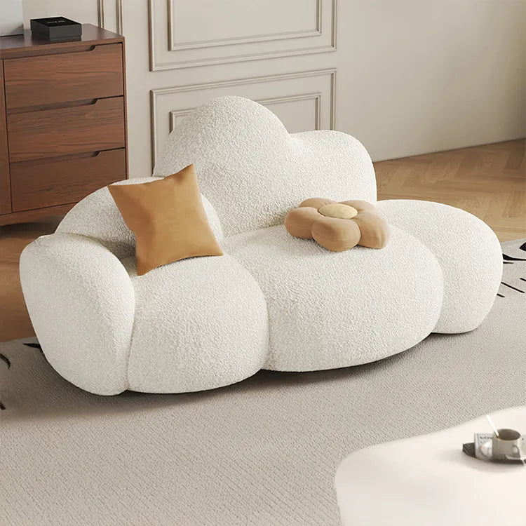 Sofa Beige Black Solid wood Faux Lambswool htyjj-5942