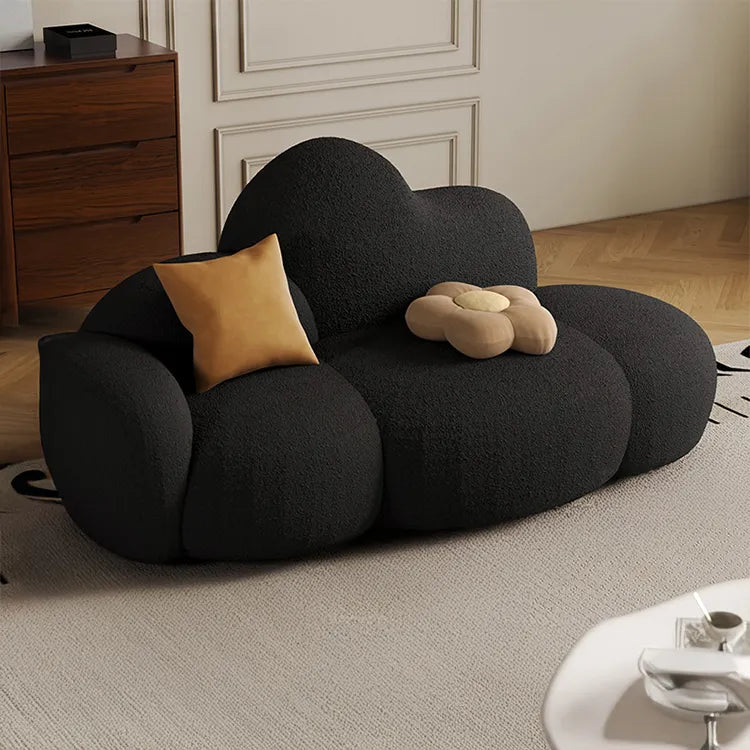 Sofa Beige Black Solid wood Faux Lambswool htyjj-5942