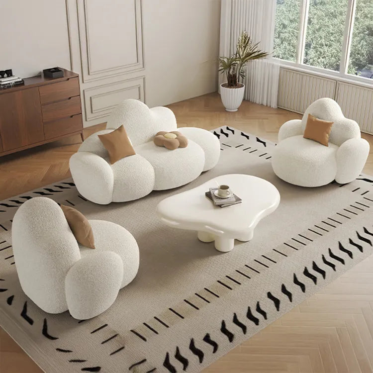 Sofa Beige Black Solid wood Faux Lambswool htyjj-5942
