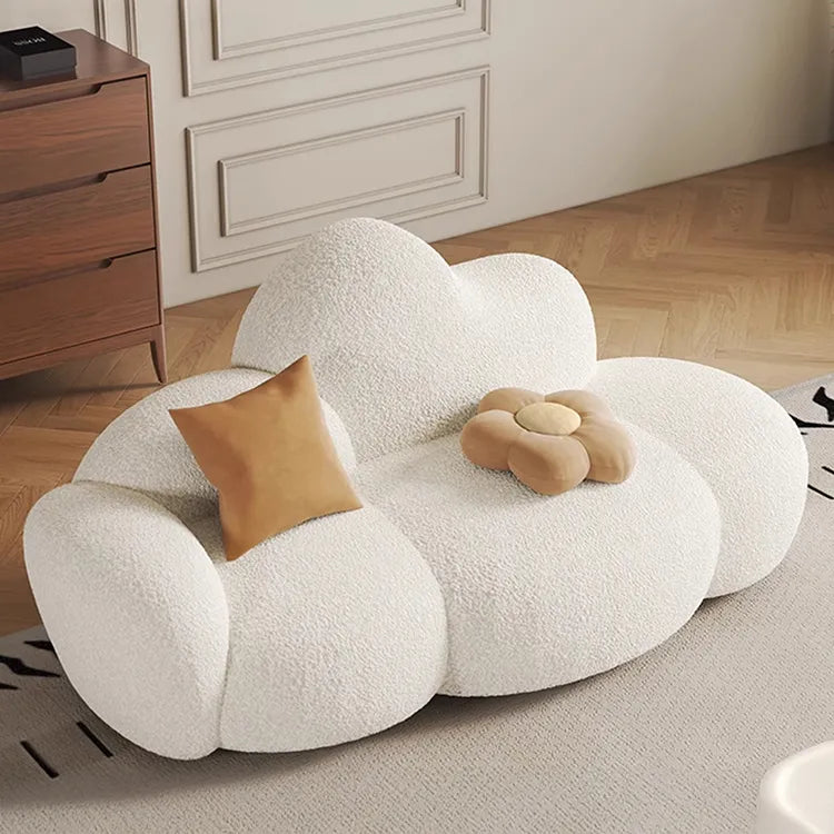 Sofa Beige Black Solid wood Faux Lambswool htyjj-5942