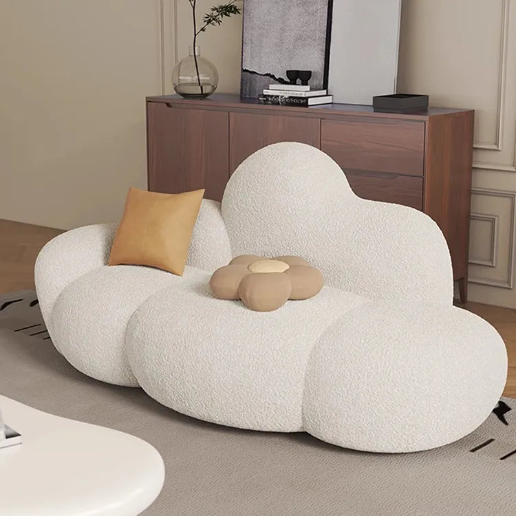 Sofa Beige Black Solid wood Faux Lambswool htyjj-5942