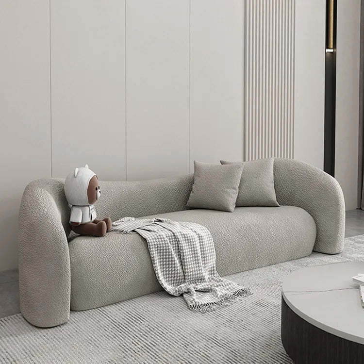 Sofa Beige Gray Solid wood Faux Lambswool htyjj-5943