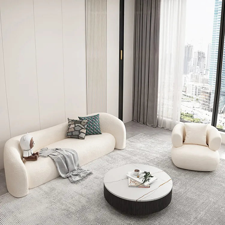 Sofa Beige Gray Solid wood Faux Lambswool htyjj-5943
