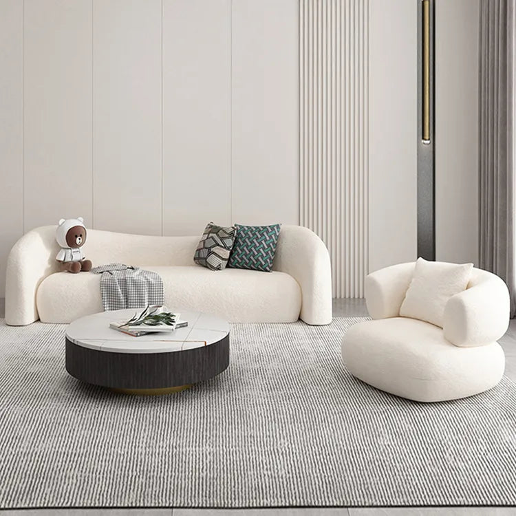 Sofa Beige Gray Solid wood Faux Lambswool htyjj-5943