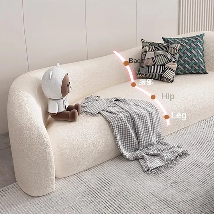 Sofa Beige Gray Solid wood Faux Lambswool htyjj-5943