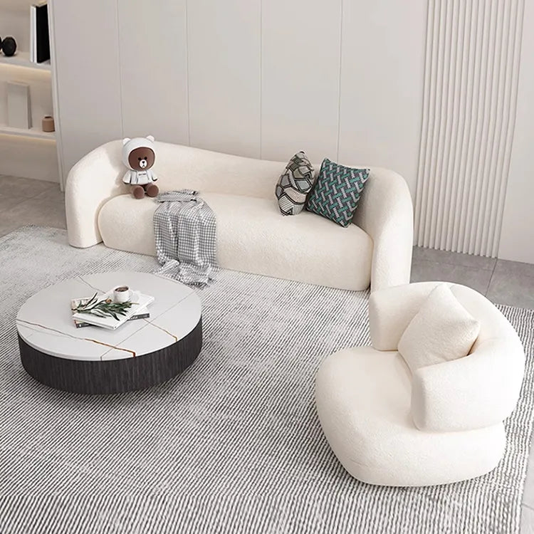Sofa Beige Gray Solid wood Faux Lambswool htyjj-5943