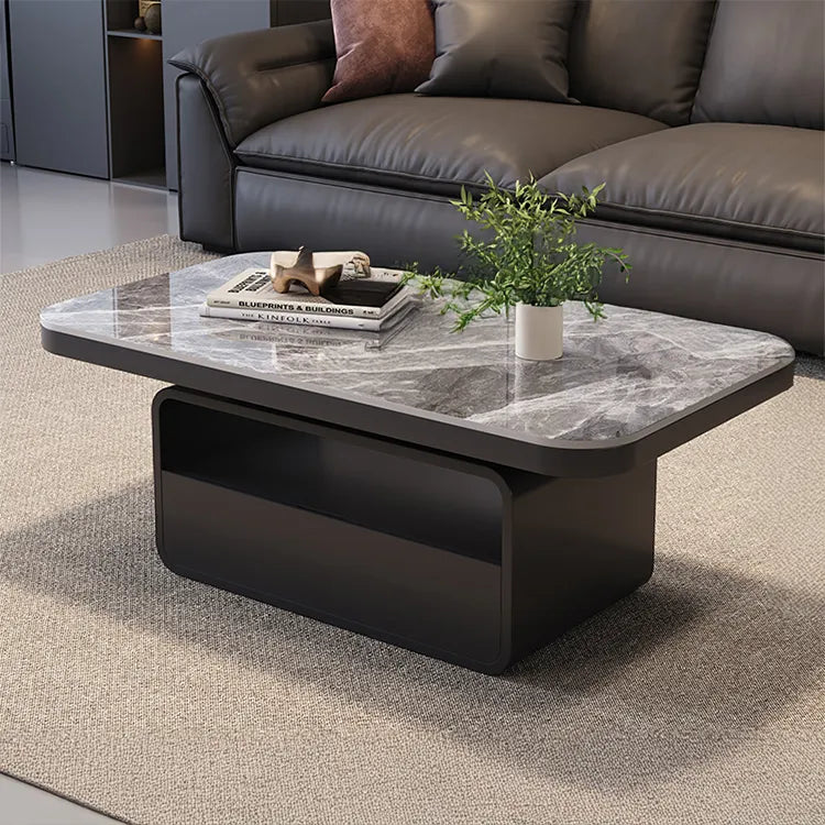 Coffee table COLOR1 COLOR2 White Black Brown Solid wood Sintered Stone Multi-layer board htyjj-5948-1