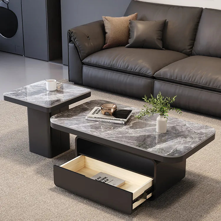 Coffee table COLOR1 COLOR2 White Black Brown Solid wood Sintered Stone Multi-layer board htyjj-5948-1