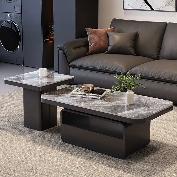 Coffee table COLOR1 COLOR2 White Black Brown Solid wood Sintered Stone Multi-layer board htyjj-5948-1