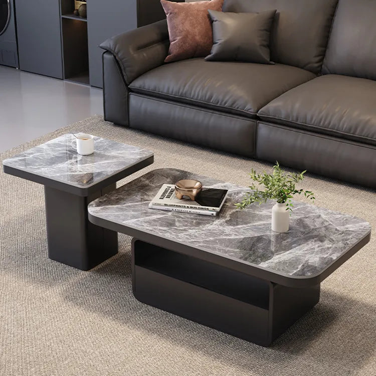 Coffee table COLOR1 COLOR2 White Black Brown Solid wood Sintered Stone Multi-layer board htyjj-5948-1